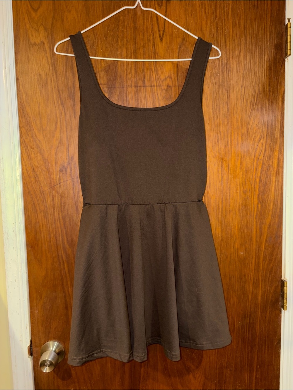 Simple Sleeveless A-Line Dress in Dark Brown